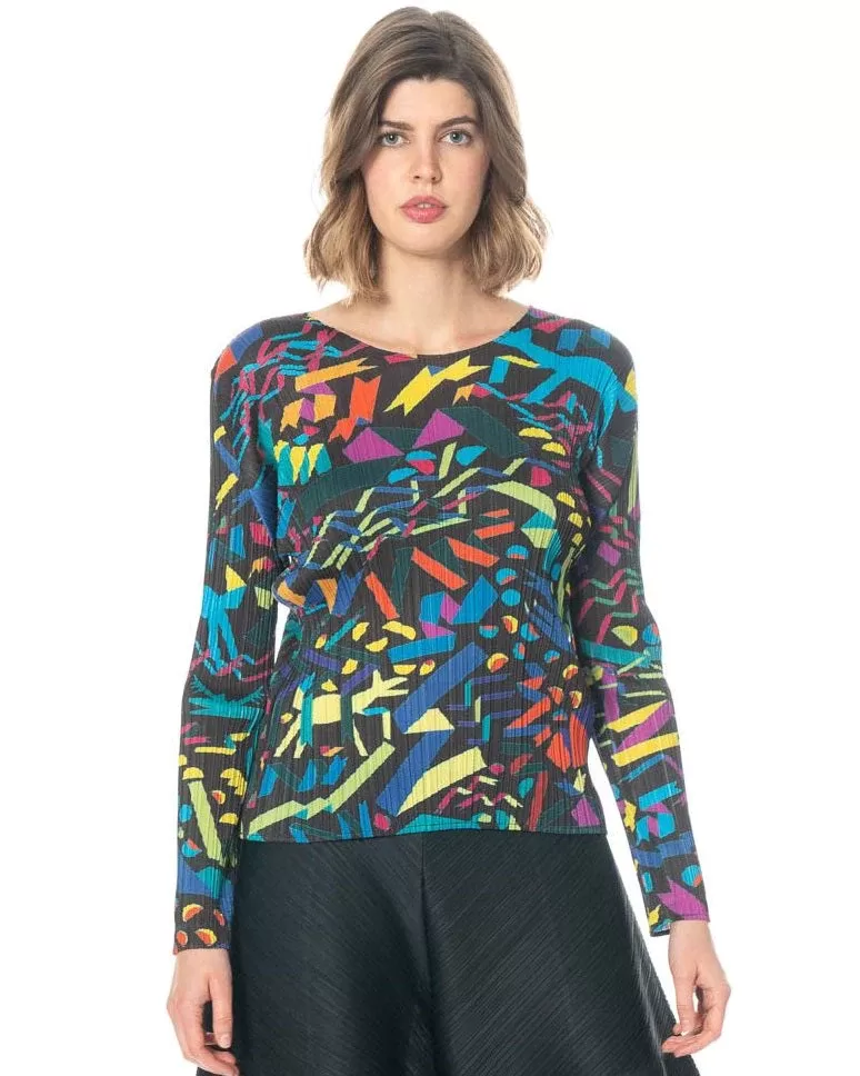 Pleats Please Issey Miyake Confetti Graphic-Print Woven Top