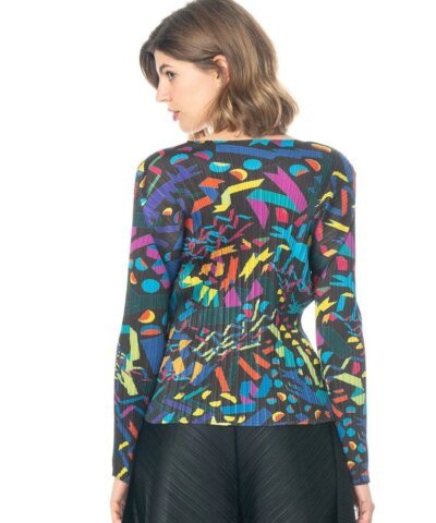 Pleats Please Issey Miyake Confetti Graphic-Print Woven Top