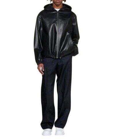 Prada Men's Logo Embossed Hooded Zipped Jacke