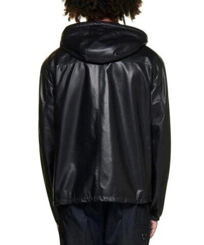 Prada Men's Logo Embossed Hooded Zipped Jacke