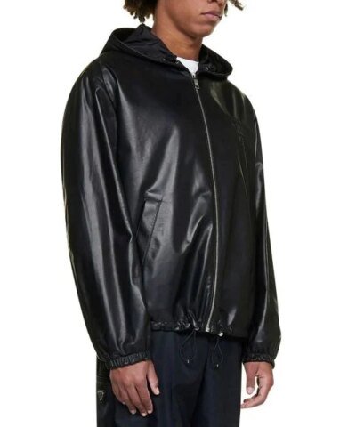 Prada Men's Logo Embossed Hooded Zipped Jacke