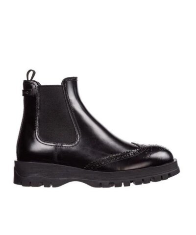 Prada Leather Ankle Boots Booties Brogue