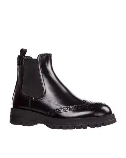 Prada Leather Ankle Boots Booties Brogue