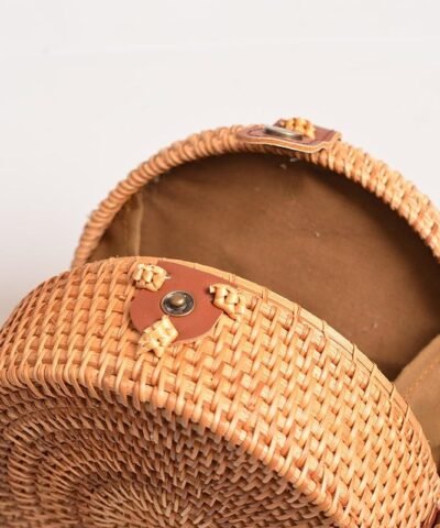 Women's Straw Circular Rattan Bag