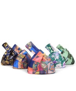 Zuo Japanese Multicolor Print Mini Portable Knot Wrist Bag