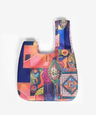 Zuo Japanese Multicolor Print Mini Portable Knot Wrist Bag