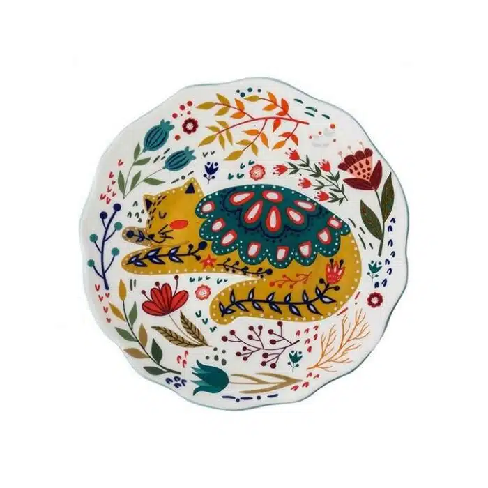 Euro Ceramic 8" Cat Ceramic Dinner Plates