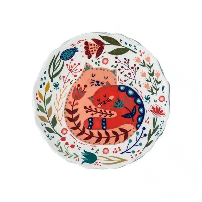 Euro Ceramic 8" Cat Ceramic Dinner Plates