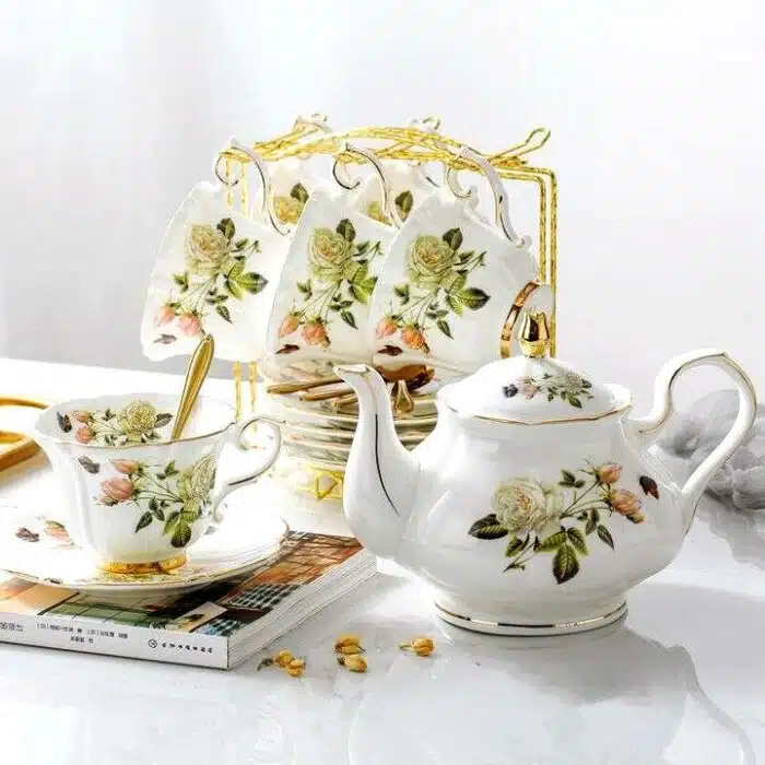 Royal Rose Ceramic Tea Cups Set