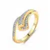 Giemi Unique Finger Band Gold-Color Pave Crystal Zircon Ring