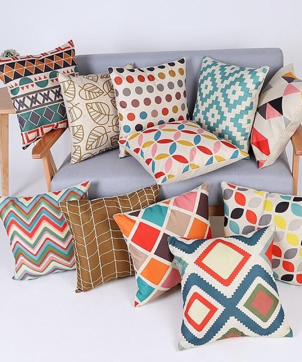 Geometric Cushion Cover Decorative Throw Pillows, 18" x 18"