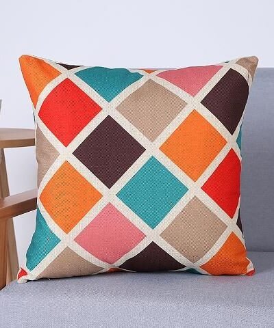 Geometric Cushion Cover Decorative Throw Pillows, 18" x 18"