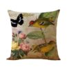 Multicolor Birds and Floral Cotton Linen Accent Pillow, 18" x 18"