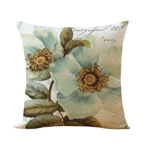 Multicolor Floral Cotton Linen Accent Pillow, 18" x 18"