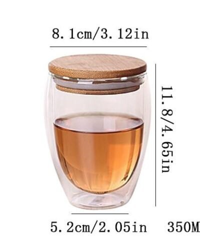 Creative Vaso Caneca Double Wall Glass With Bamboo Lid