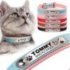 Leather Puppy Cat Pet Collars ID Tag