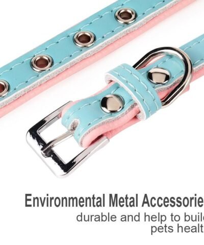 Leather Puppy Cat Pet Collars ID Tag