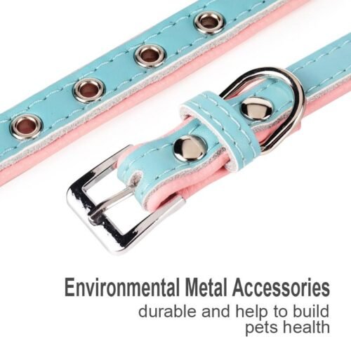 Leather Puppy Cat Pet Collars ID Tag