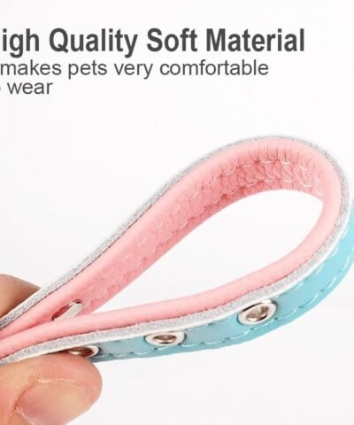 Leather Puppy Cat Pet Collars ID Tag