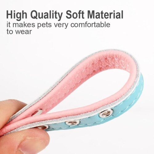 Leather Puppy Cat Pet Collars ID Tag