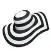 Women's Striped Overflowed Floppy Straw Panama Sun Hat