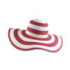 Women's Striped Overflowed Floppy Straw Panama Sun Hat