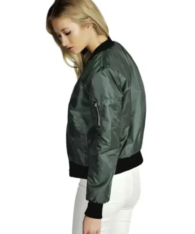 Women's Basic Bomber Long Sleeve Jacket