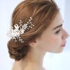 Abyjewelry Floral Silver Hair Comb Piece Pearls Headpiece