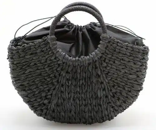 Women's Handmade Bucket Summer Round Straw Totes Bag