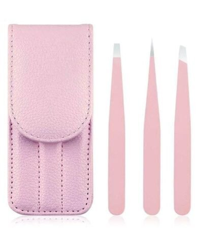 Eyebrow Tweezers Stainless Steel Point Hair Removal Makeup Tool Kit with Bag