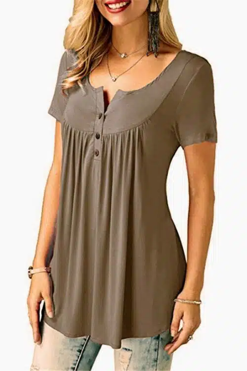 Women's V Neck Short Sleeve Top, Plus Size