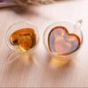 Double Wall Glass Handle Coffee Glasses Cups & Heart Love Shaped Double Wall Glasses Cups