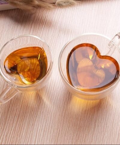Double Wall Glass Handle Coffee Glasses Cups & Heart Love Shaped Double Wall Glasses Cups