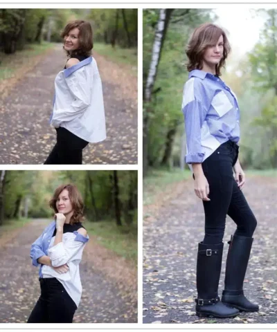 Women's Contrast Patchwork Blouse