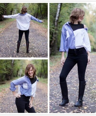 Women's Contrast Patchwork Blouse