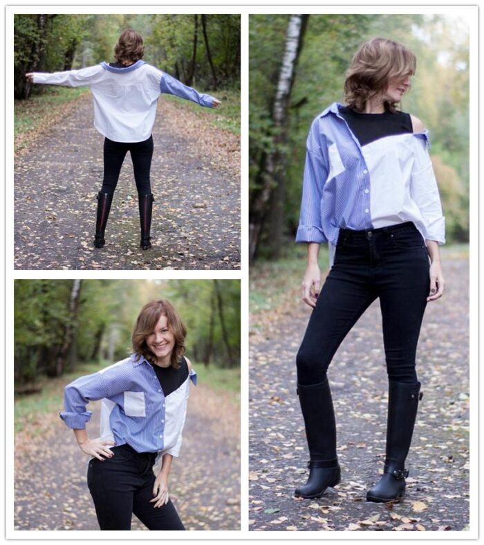 Women's Contrast Patchwork Blouse