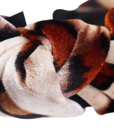 Oaoleer Leopard Velvet Twist Knot Sweet Chiffon Print Pattern Headband