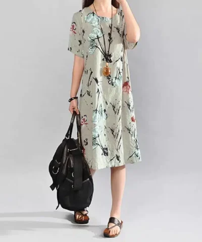 Women's Vintage Floral Print Midi Dresses, Plus Size