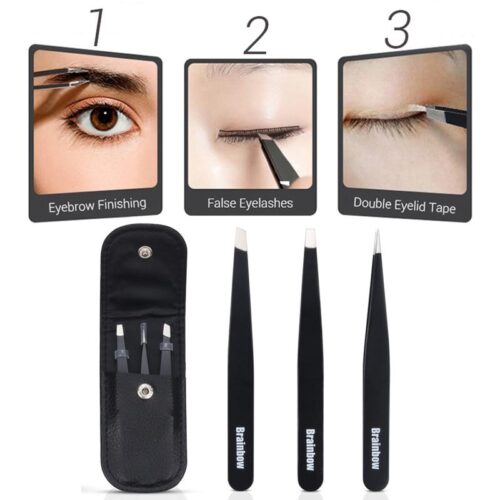 Steel Slant Eyebrow Tweezers For Face Hair Removal Set