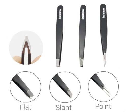 Steel Slant Eyebrow Tweezers For Face Hair Removal Set