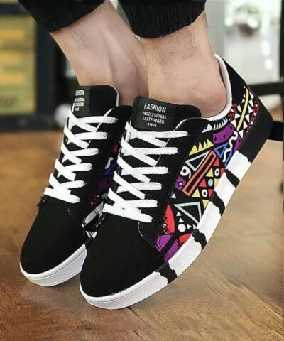 Men's Casual Canvas Lace-Up Print Sneakers