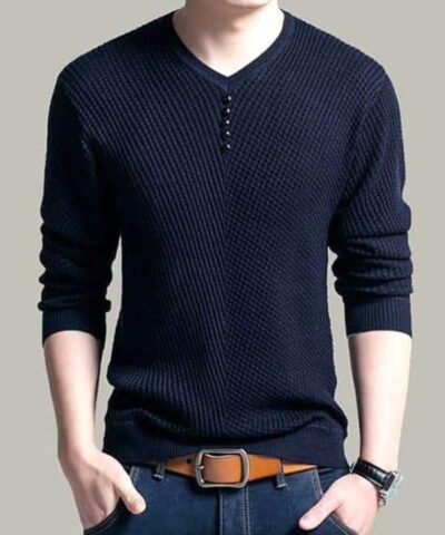 Men's Cashmere Wool V-Neck Pullover Slim Fit Sweaters