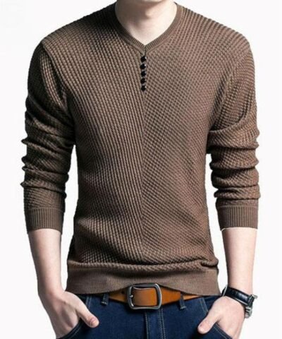 Men's Cashmere Wool V-Neck Pullover Slim Fit Sweaters