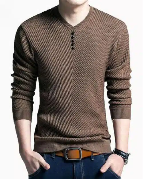 Men's Cashmere Wool V-Neck Pullover Slim Fit Sweaters