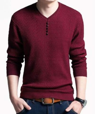 Men's Cashmere Wool V-Neck Pullover Slim Fit Sweaters