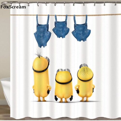 Yellow Mischievous Minions Series Shower Curtains