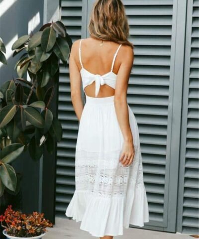 Women's Sleeveless Sling V-Neck Long Maxi Dress 