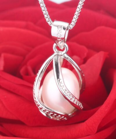 Cauuev Natural freshwater Pearl Necklace 925 Sterling Silver