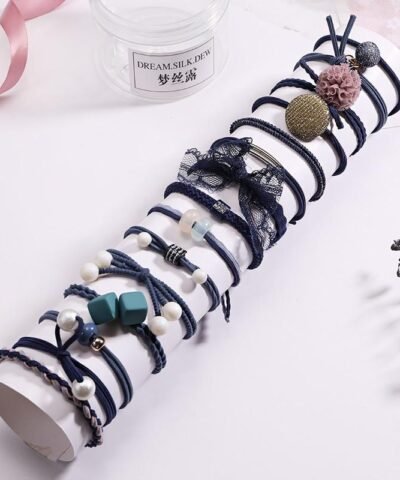 Pjnewesting Women's Fashion 8/12/15pcs Elegant Elastic Ponytail Hair Bands Holder