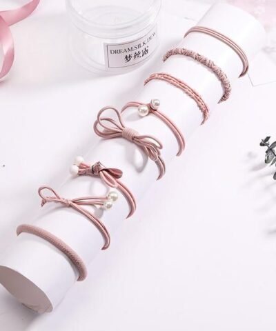 Pjnewesting Women's Fashion 8/12/15pcs Elegant Elastic Ponytail Hair Bands Holder